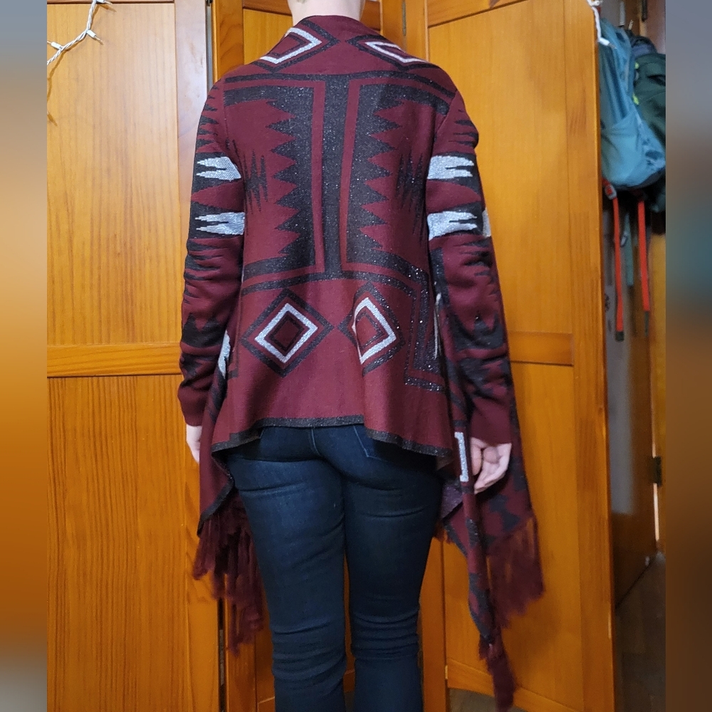 Boho burgundy sweater asymmetrical